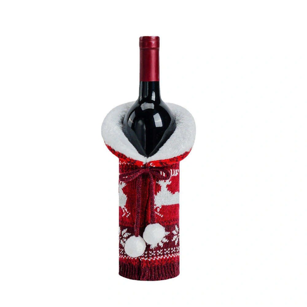 Christmas Wine Bottle Cover Classic Wine Bottle Sweater Coat with Tie