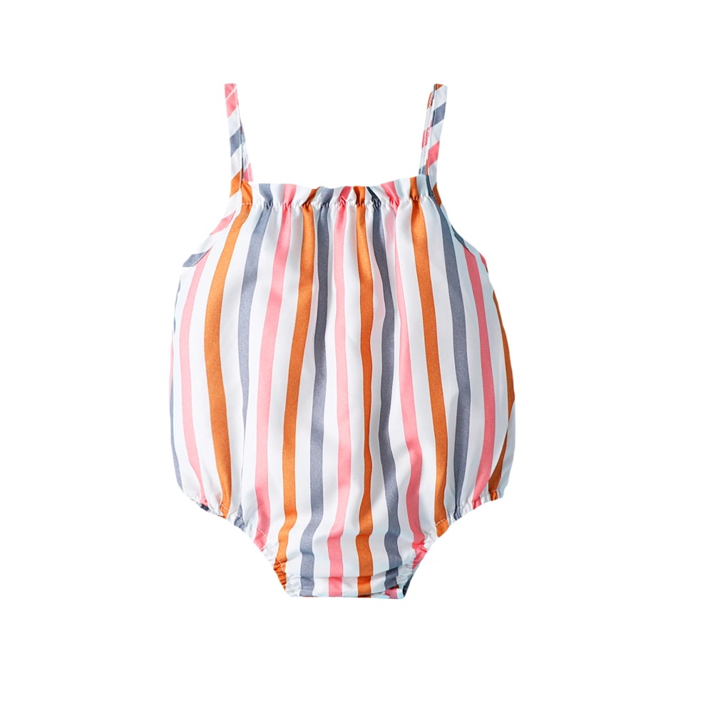 Baby Girls Summer Sleeveless Colorful Striped Casual Sling Romper 