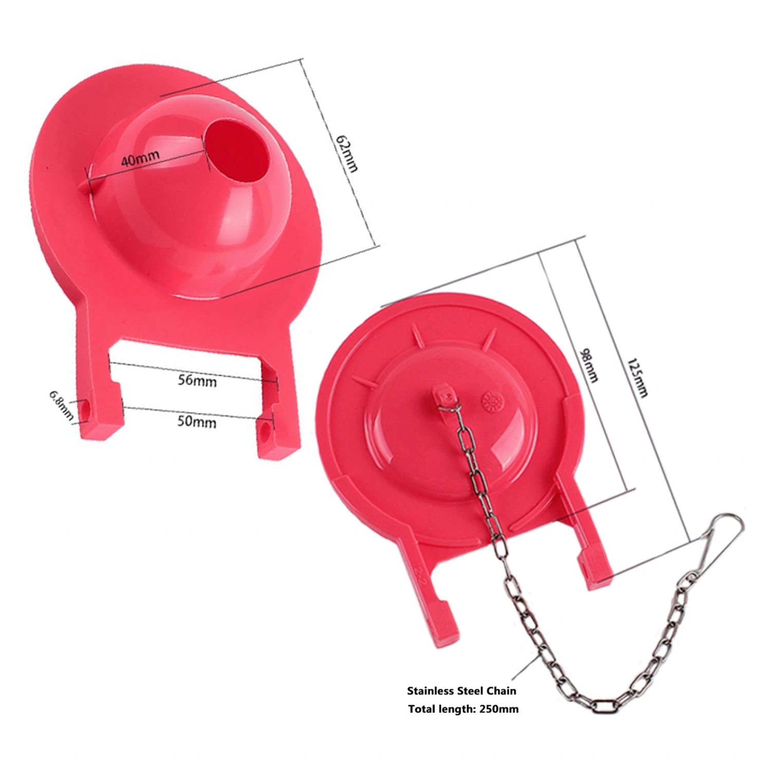 Red 3-inch Toilet Flapper with Chain, Universal Toilet Stopper Flapper