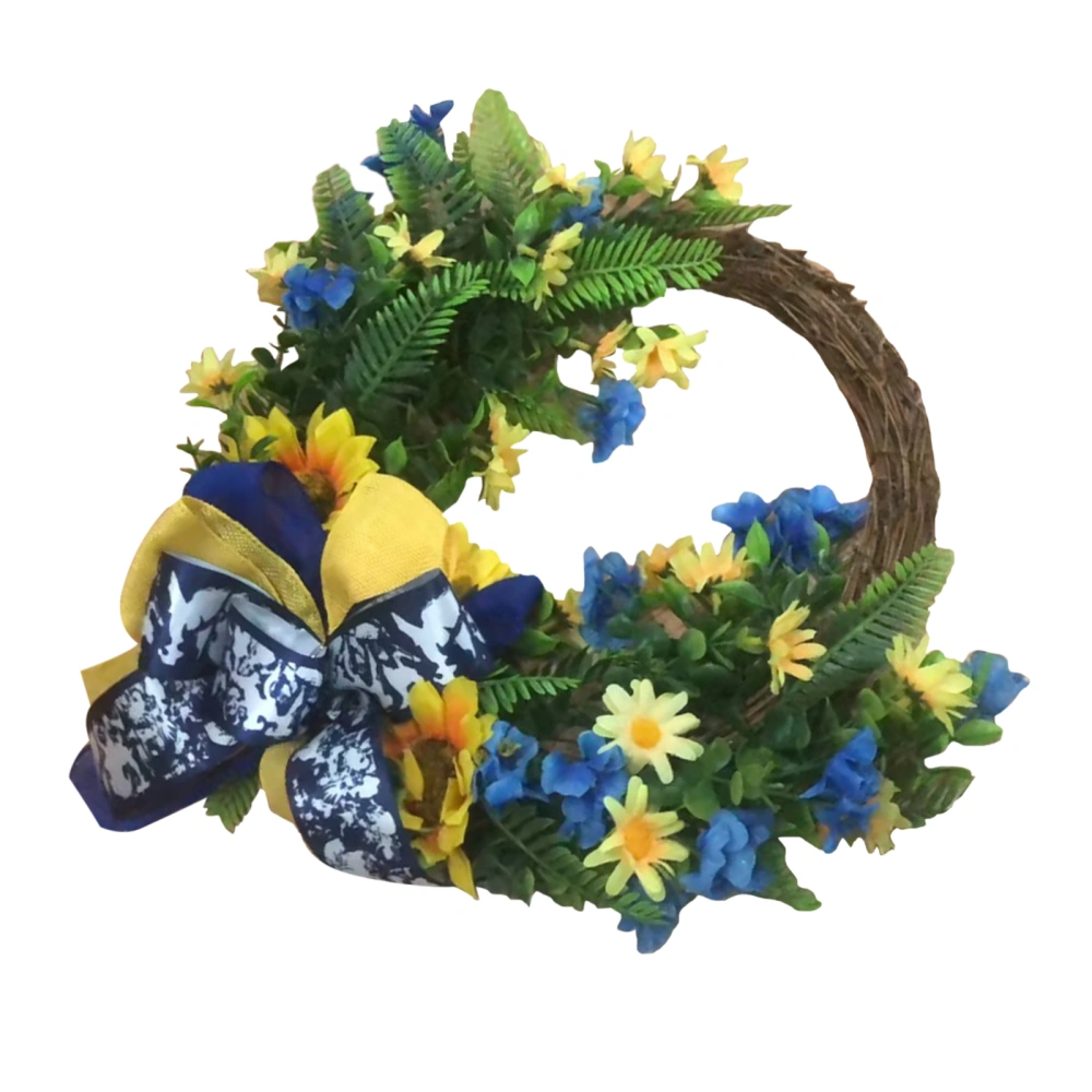 Door Wreath, Spring Wreath with Plastic Artificial Yellow Sunflowers