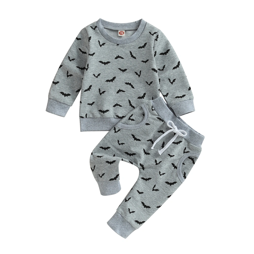 Toddler Baby Halloween Clothes Bat Print Sweatshirt and Elastic Pants