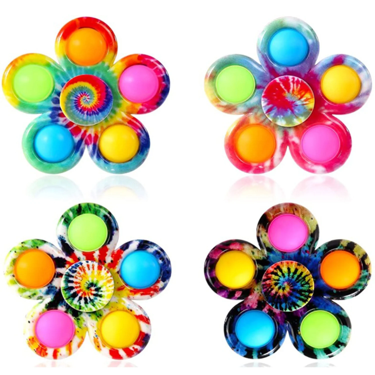 Push Pop Fidget Spinners, Floral Shape Bubble Spinning Sensory Toys