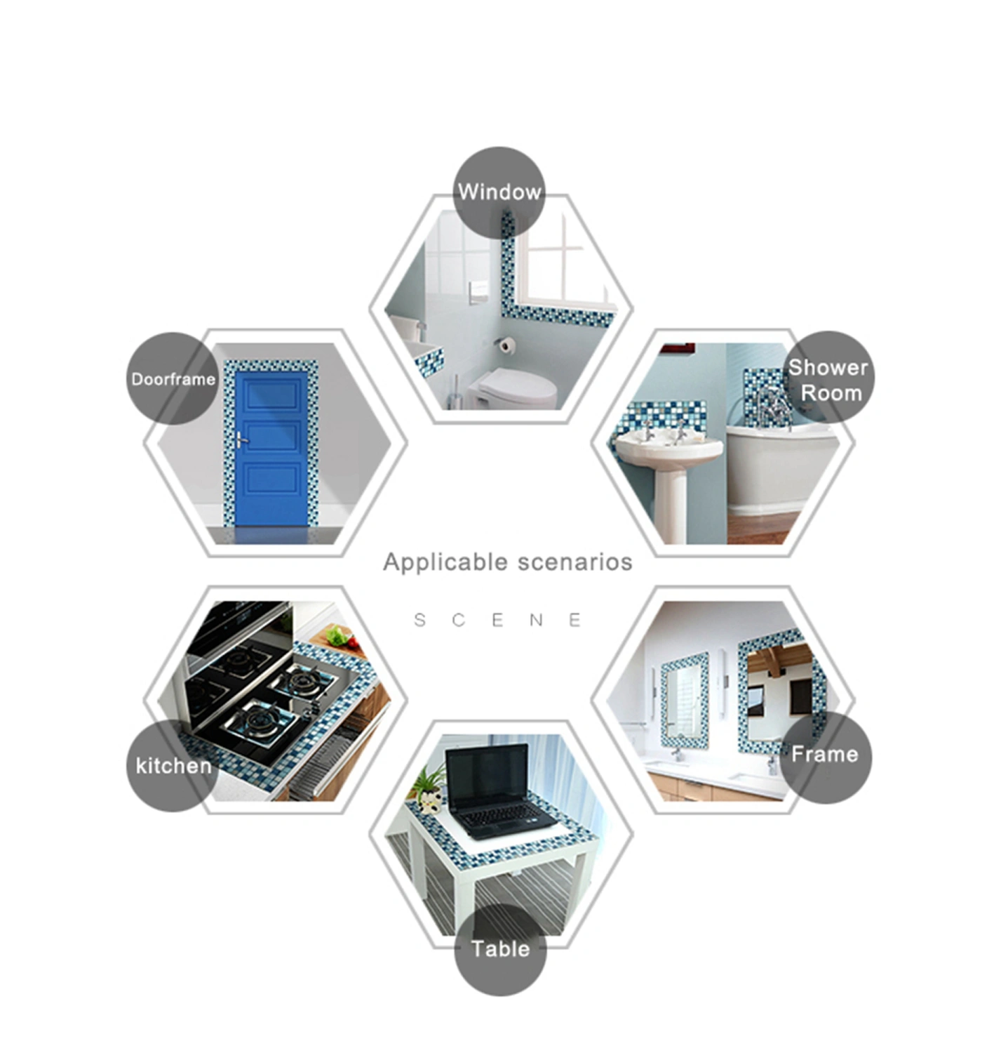 Mosaic Wall Sticker, Tile Waterproof Self-adhesive Decoration
