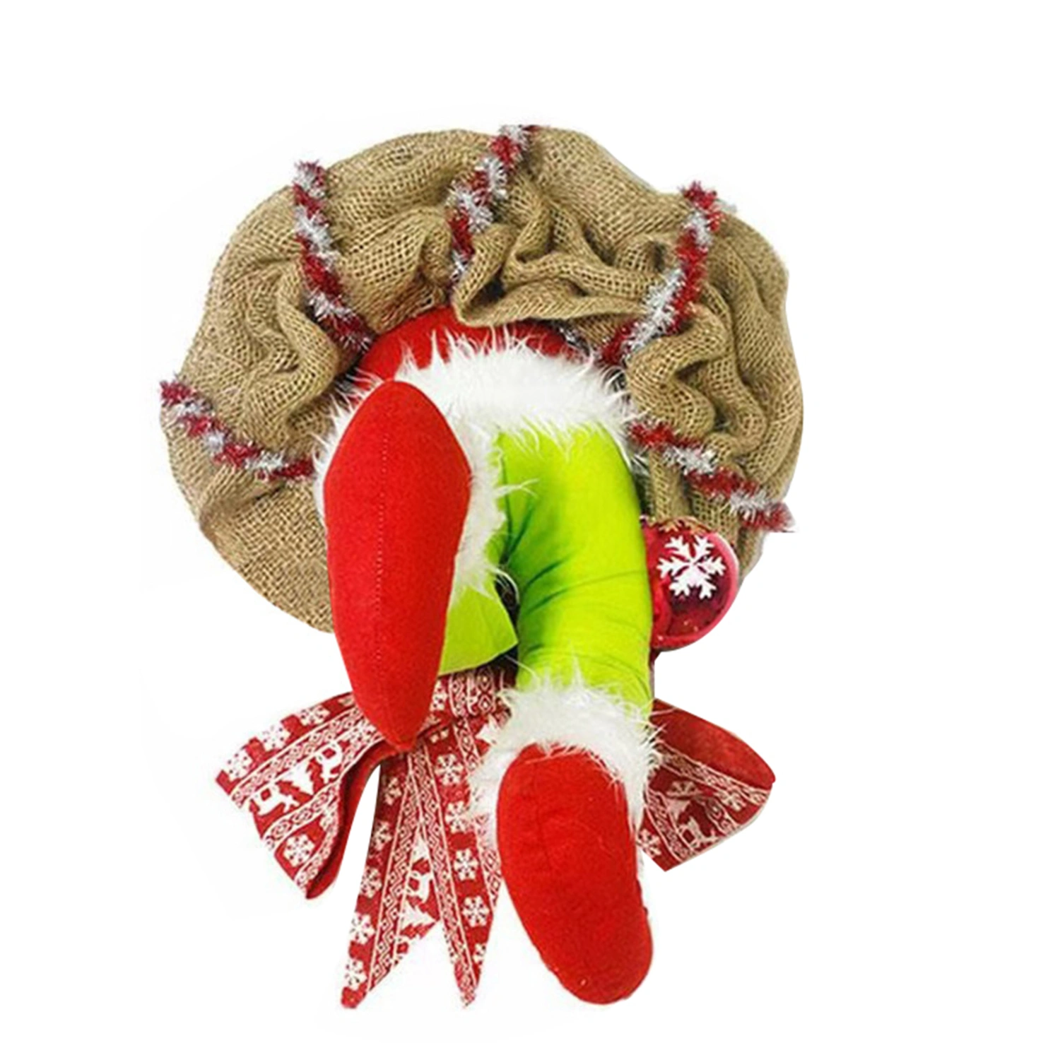 Christmas Thief Wreath, Naughty Monster Legs Burlap Wreath for Door