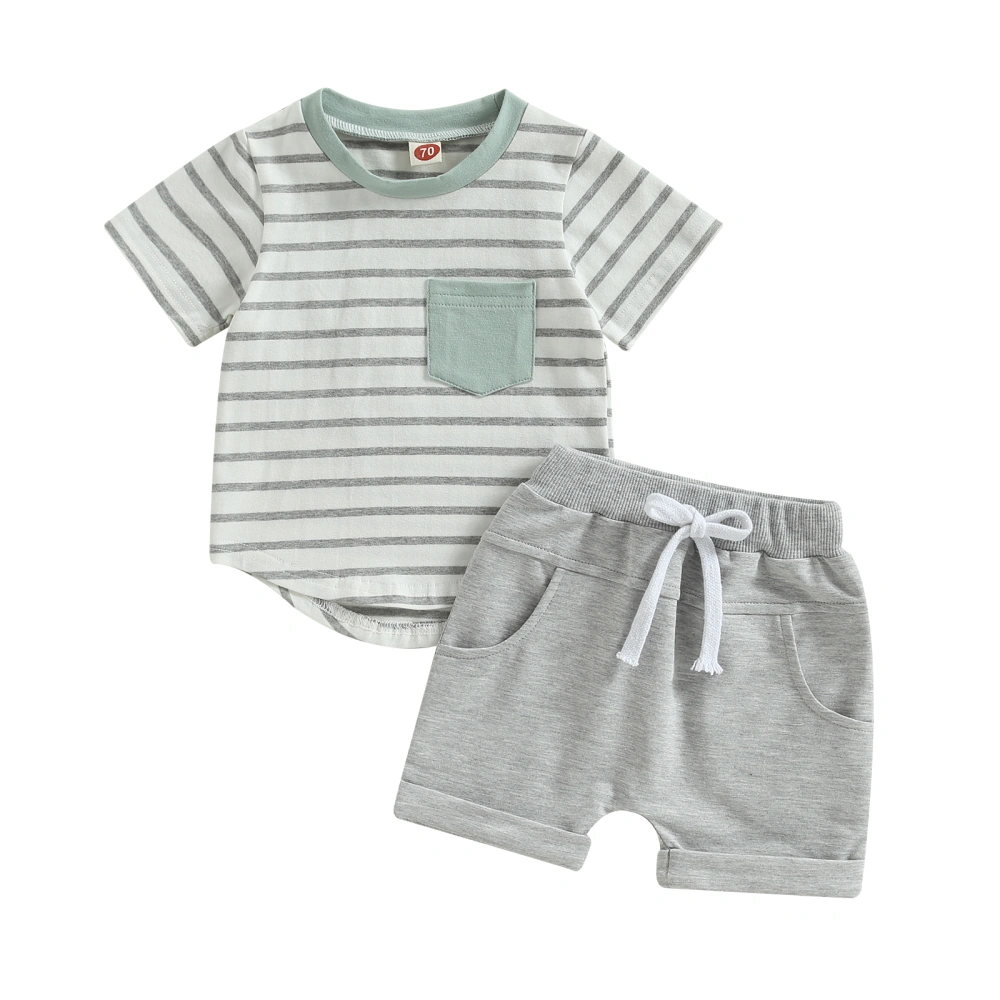 Baby Boys Shorts Set, Short Sleeve Striped T-shirt with Shorts