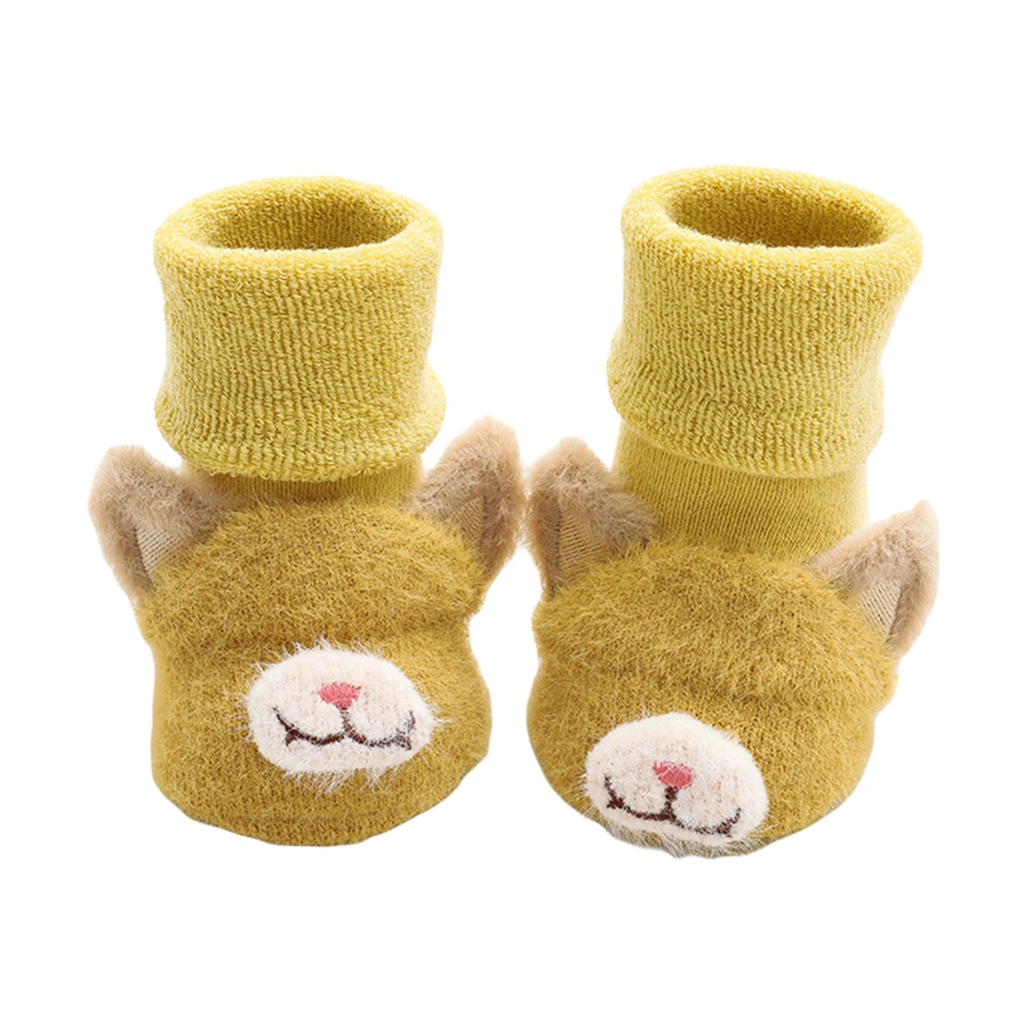 Baby Slipper Socks with Grips, Soft Crew Socks with 3D Animal Heads