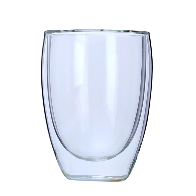 Drinking Tea Cup Double Wall Transparent Egg-shaped High Boron Glass 