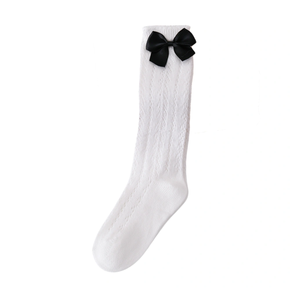 Baby Girls Long Socks, Solid-Color Stockings with Bowknot Decoration