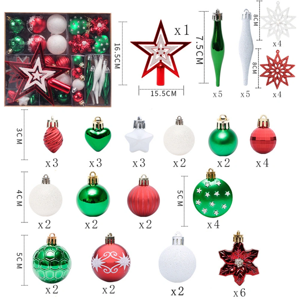 58Pcs Christmas Tree Theme Pendants Holiday Tree Festival Decoration 