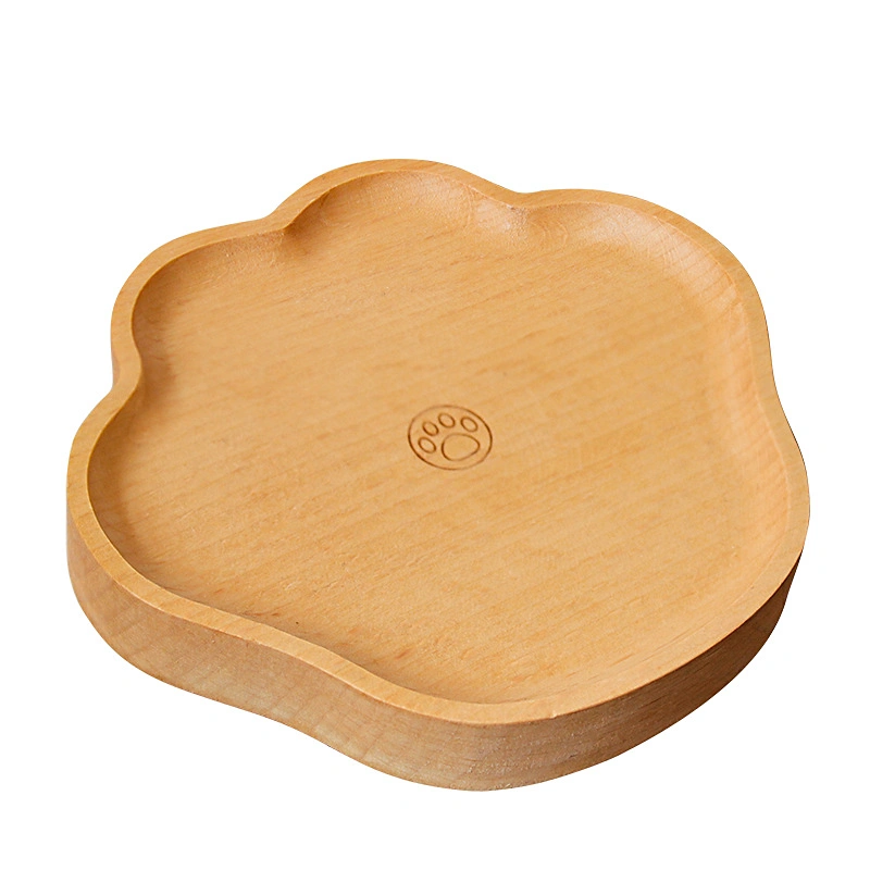 Wood Coaster, Bear Paw Shaped Saucer Cup Mat Heat Insulation Pad