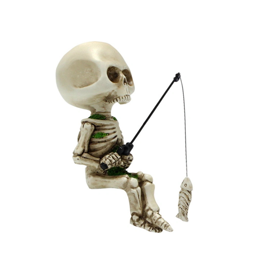 Halloween Figurines Ornament Angling Skeleton Desk Garden Decorations