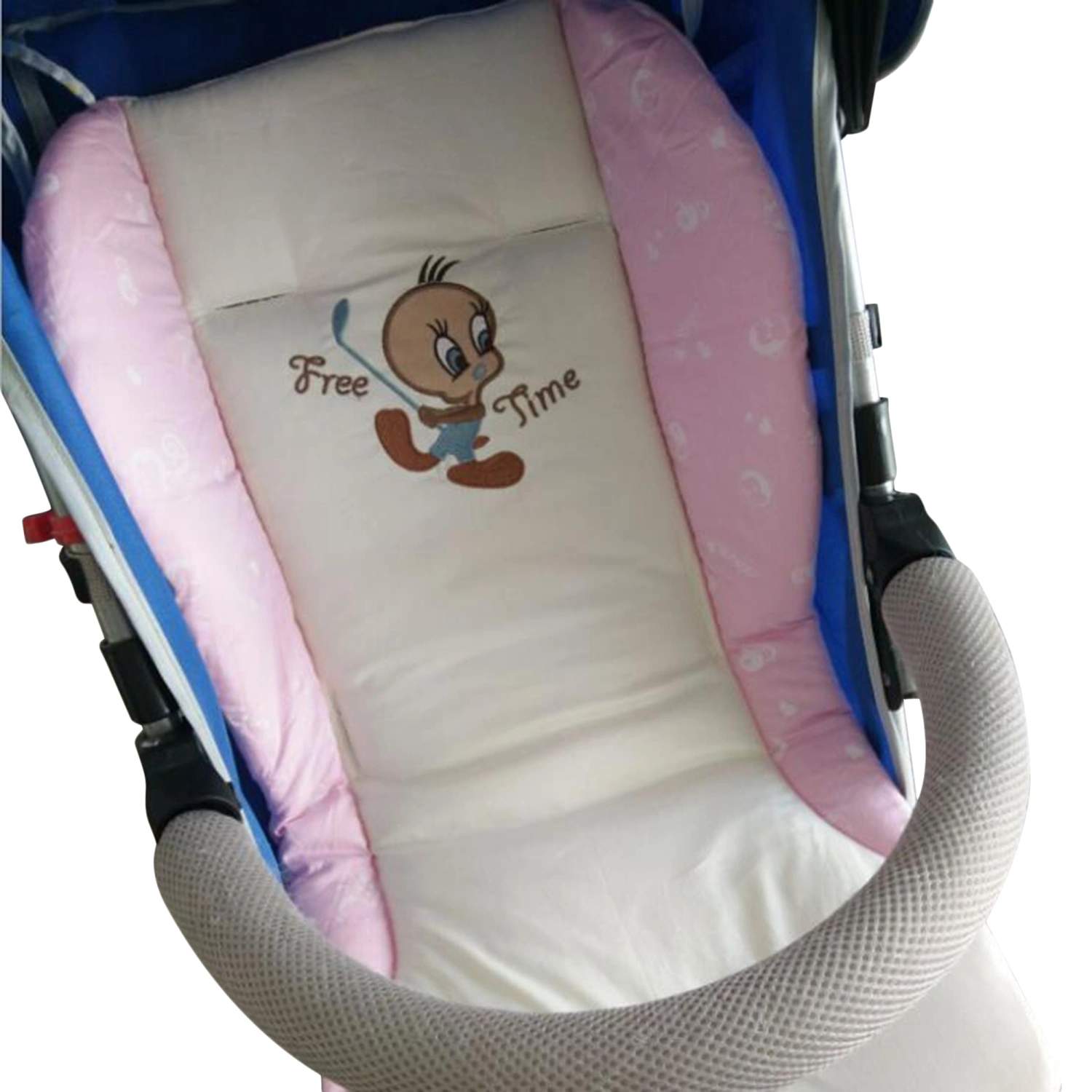 Baby Stroller Cushion with Duck Embroidery, Bright Color Cotton