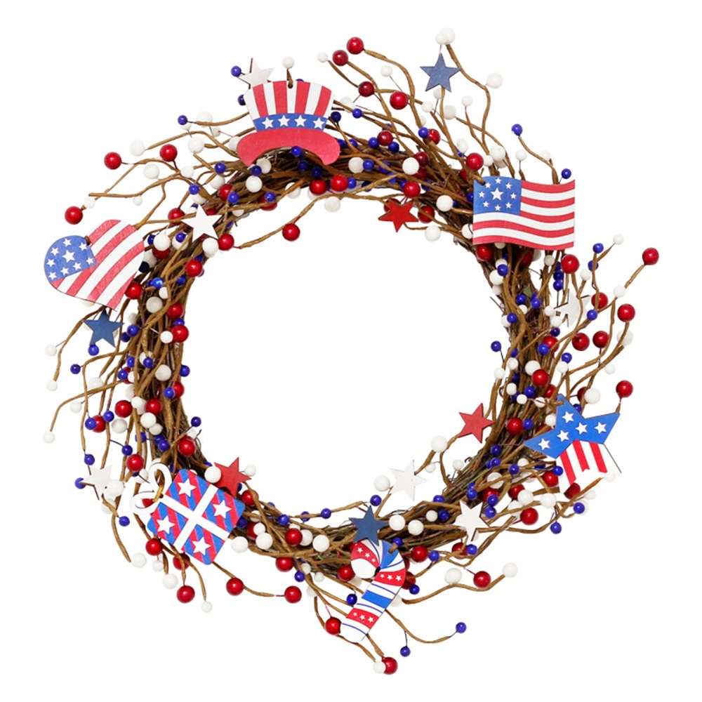 Independence Day Patriotic Wreath, Flag Berry Hanging Door Decoration