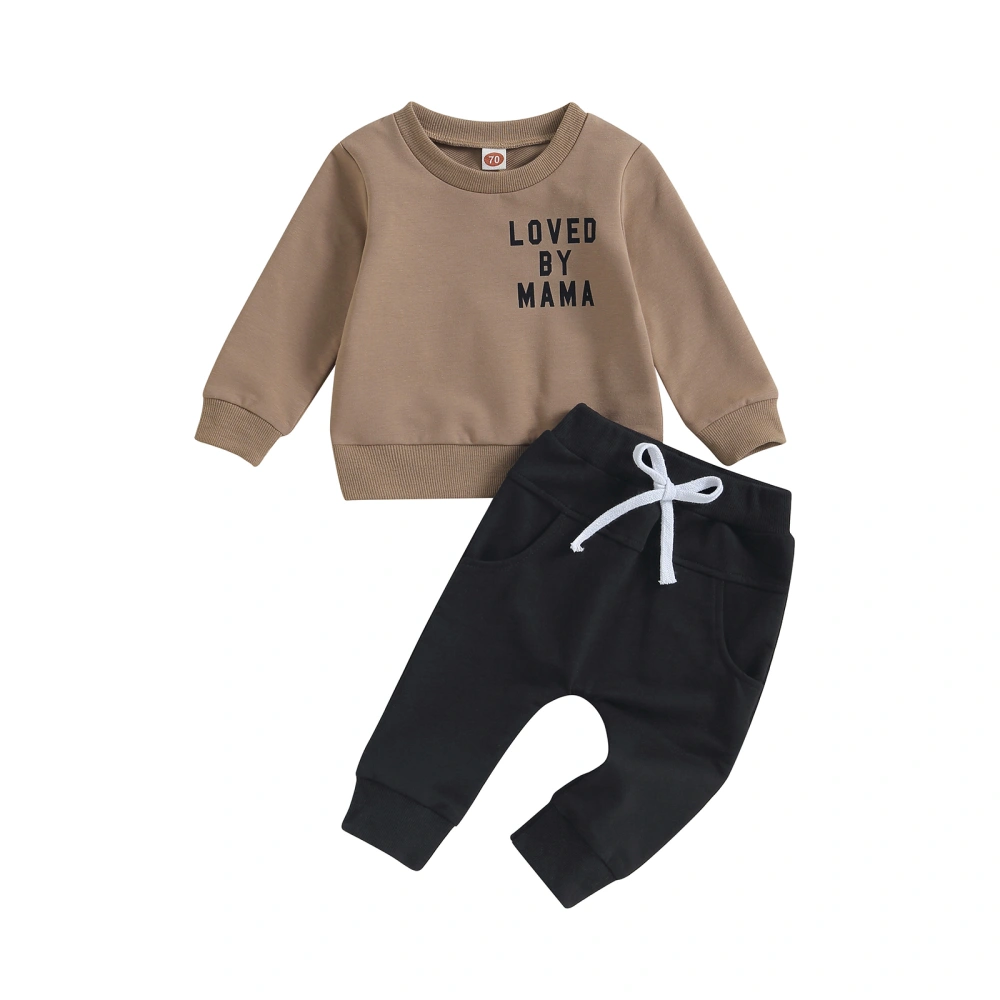 Toddler Boys Long Sleeve Letter Print Tops and Drawstring Pants Sets