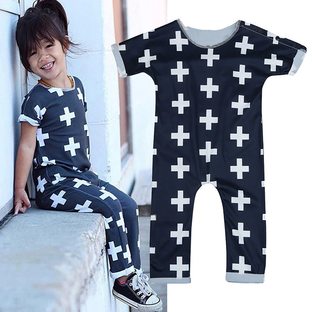 Infant Casual Style Cross Print Short Sleeve Round Neck Romper