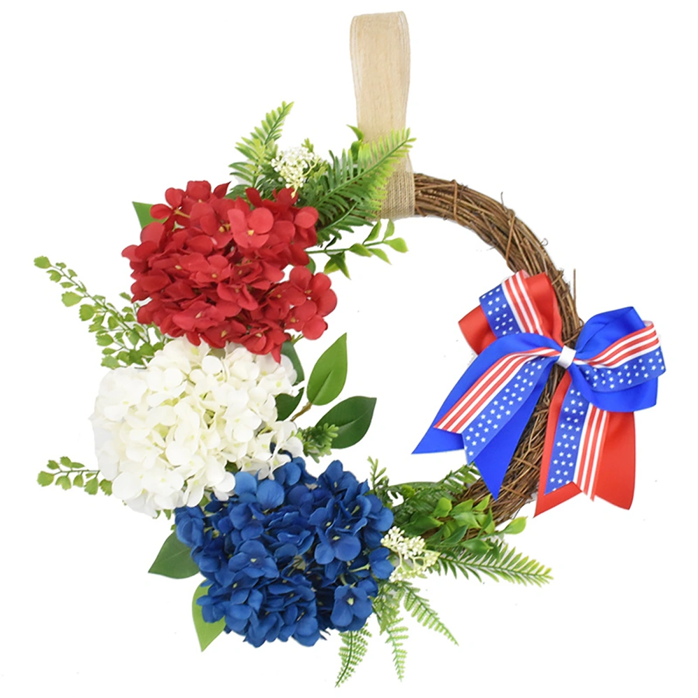 Independence Day Garland, Flower Bowknot Decoration Artificial Wreath