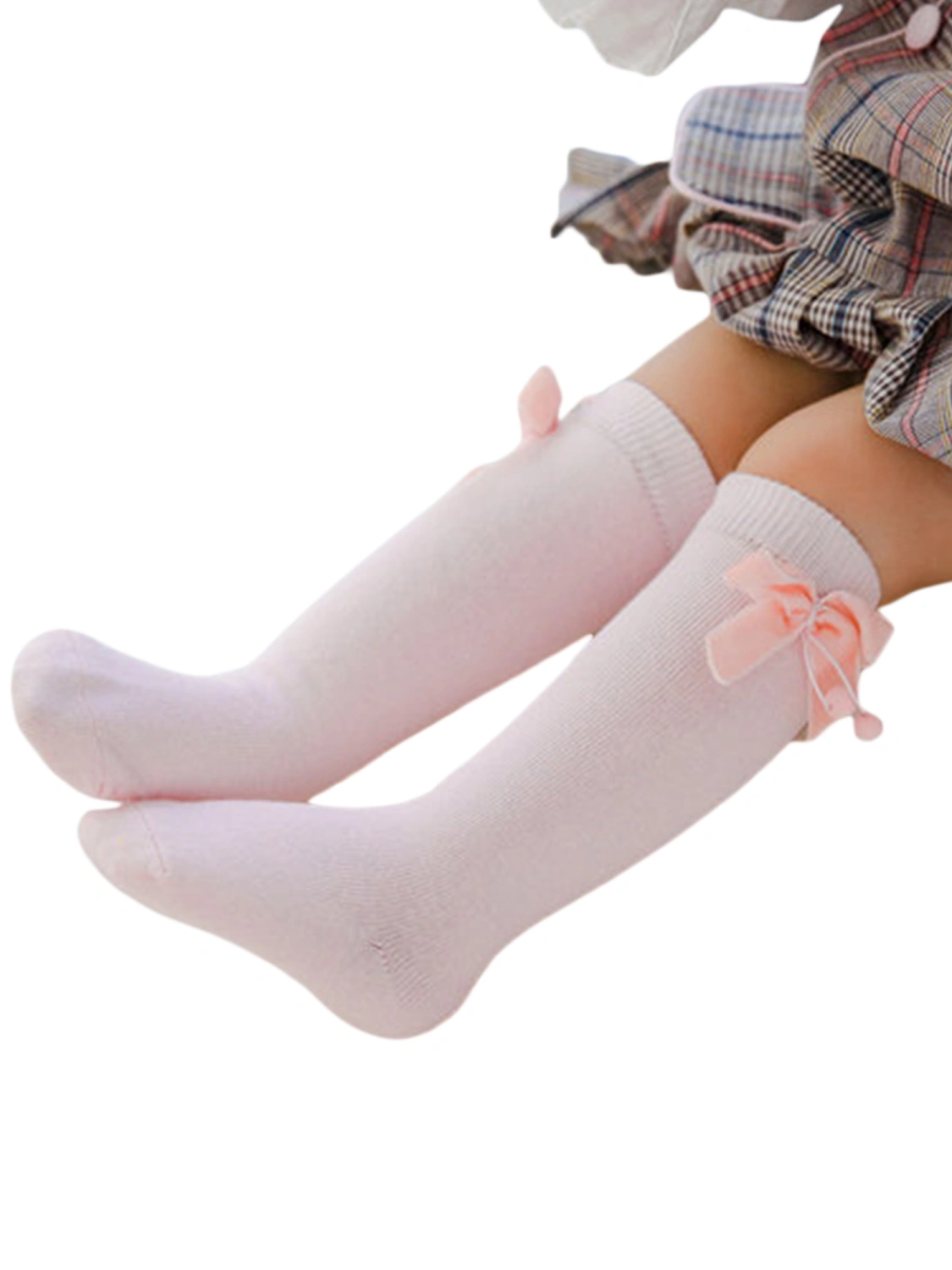 Toddlers Knee-high Stockings, Autumn Velvet Bow Mid-calf Length Socks