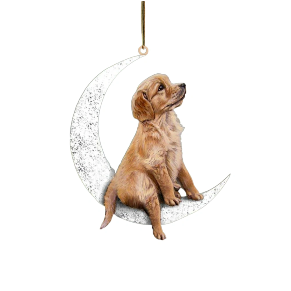 Dog on the Moon Hanging Pendant, Artistical Acrylic Dogs Decor