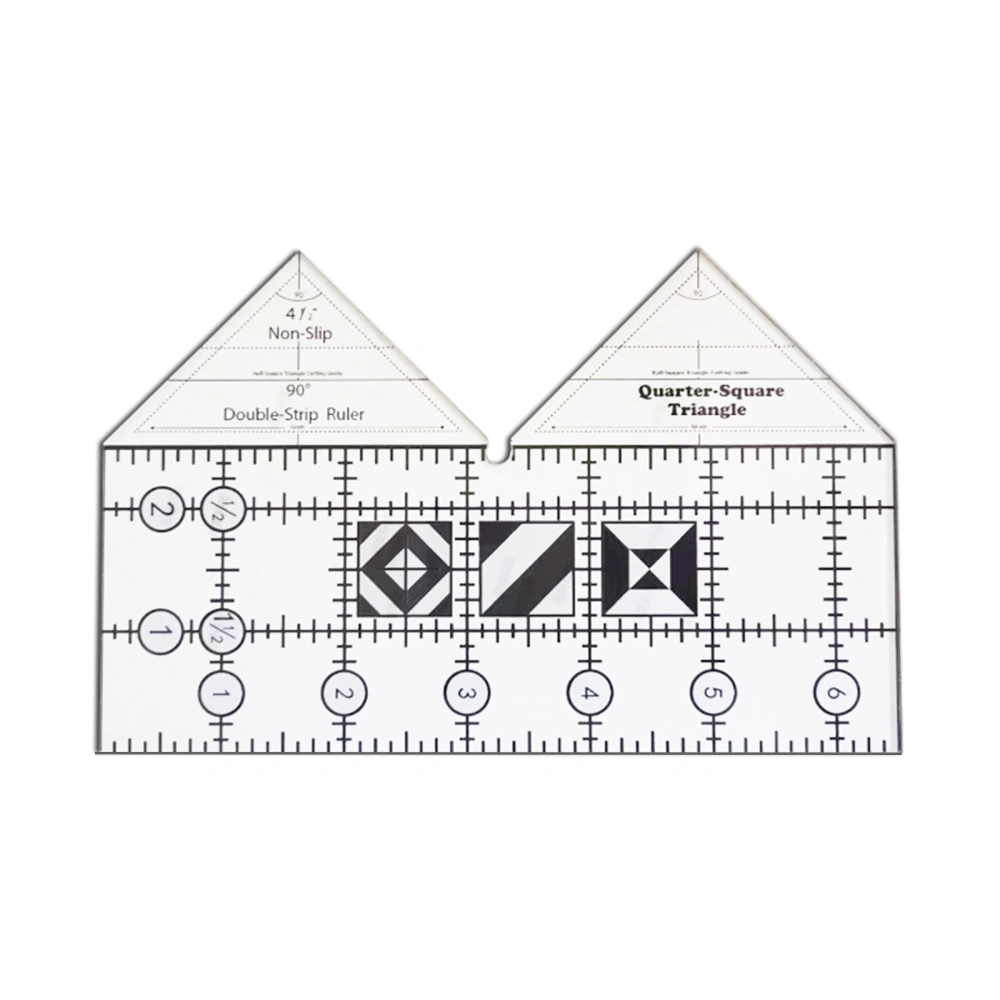 Non-slip Quarter Square Triangle 90 Degree Double Strip Quilt Ruler