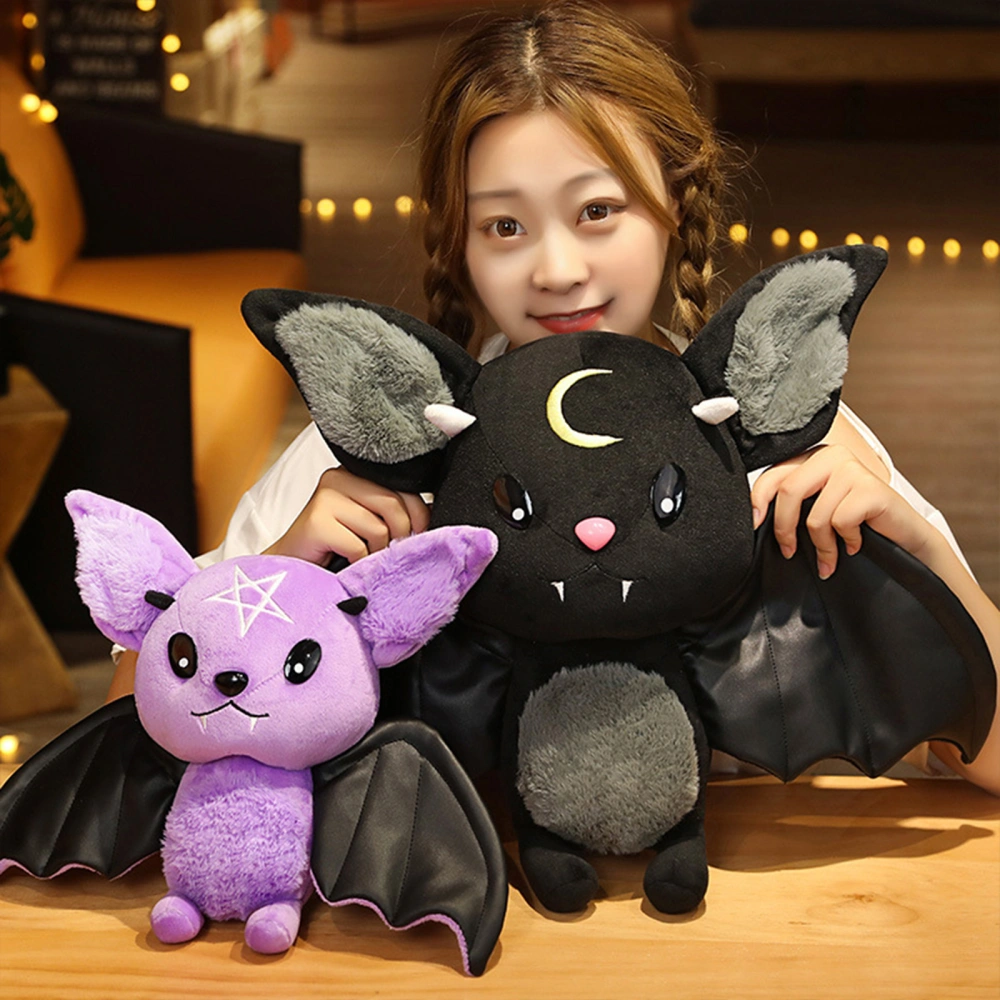 Halloween Stuffed Plush Bat Doll, Electric Embroidered Expression Toy