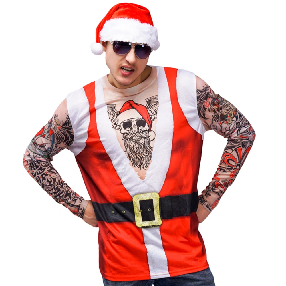 Men Christmas Carnival Santa T-Shirt 3D Digital Printing Clothes with Hat