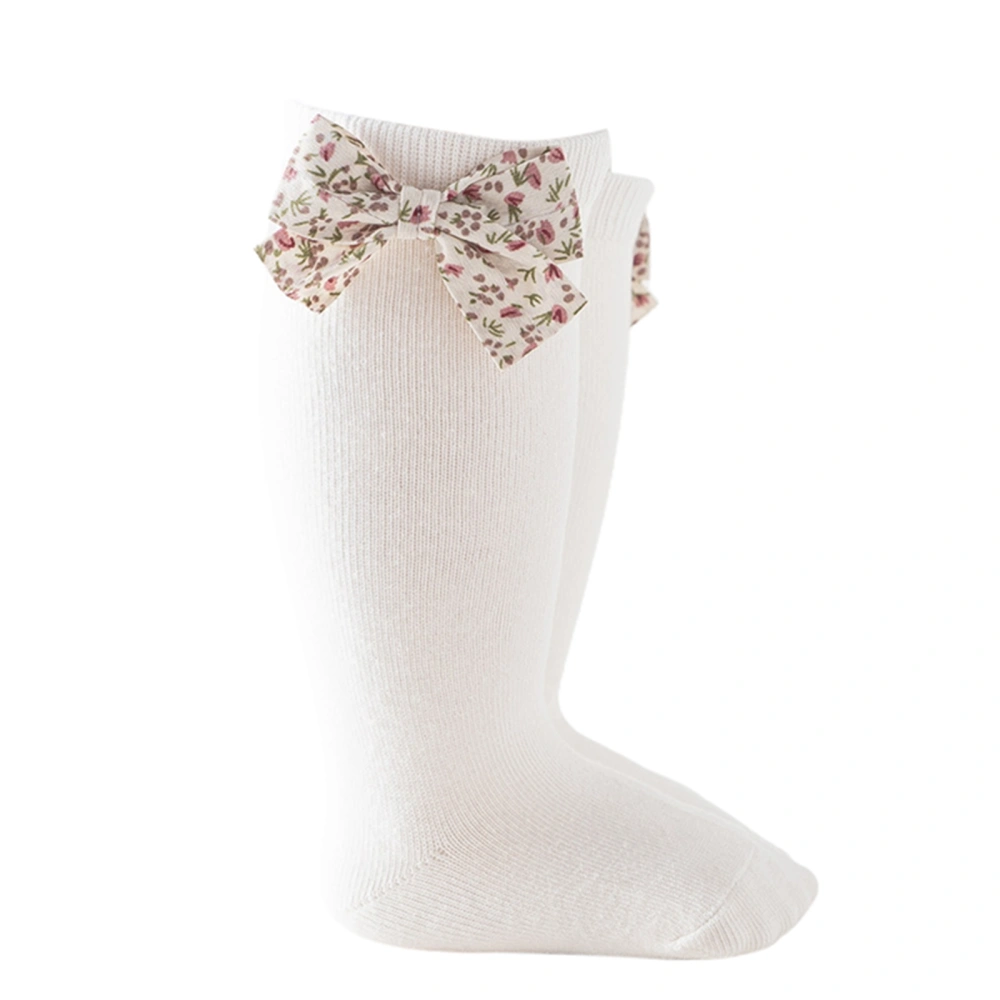 Autumn Knee Socks, Baby Girls Seamless Toe Socks with Floral Bowknot