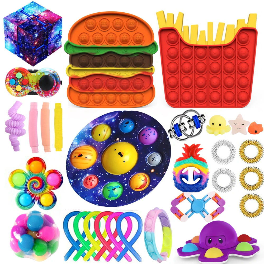 30 Pcs Fidget Pack, Anti-anxiety Tool Toy Set Sensory Tube Plaything