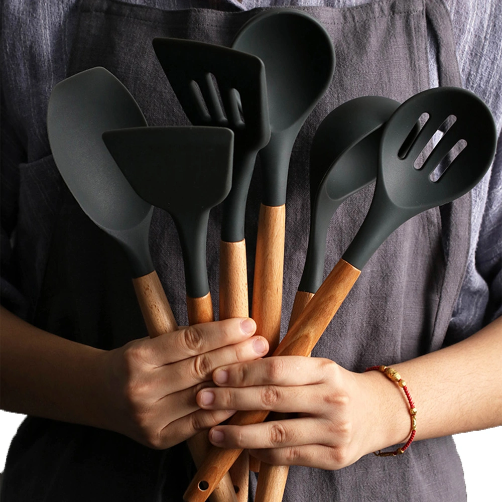 Cooking Kitchen Utensil, Wooden Handles Cooking Tools for Nonstick Cookware