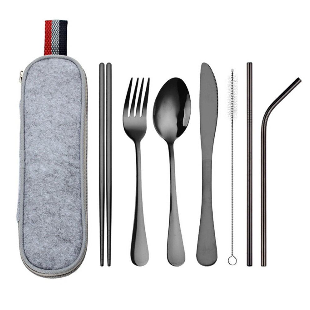 Portable 8 Piece Stainless Steel Cutlery Set with Storage Package