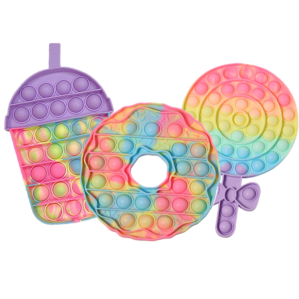 Bubble Fidget Toy, Donut Lollipop Milk Tea Stress Relief Sensory Toy