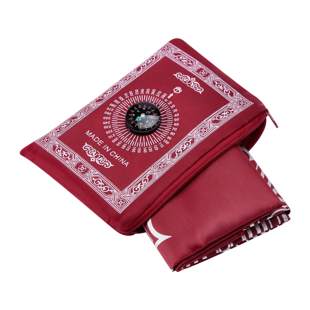 Folding Printed Pilgrimage Blanket, Portable Travel Compass Prayer Mat