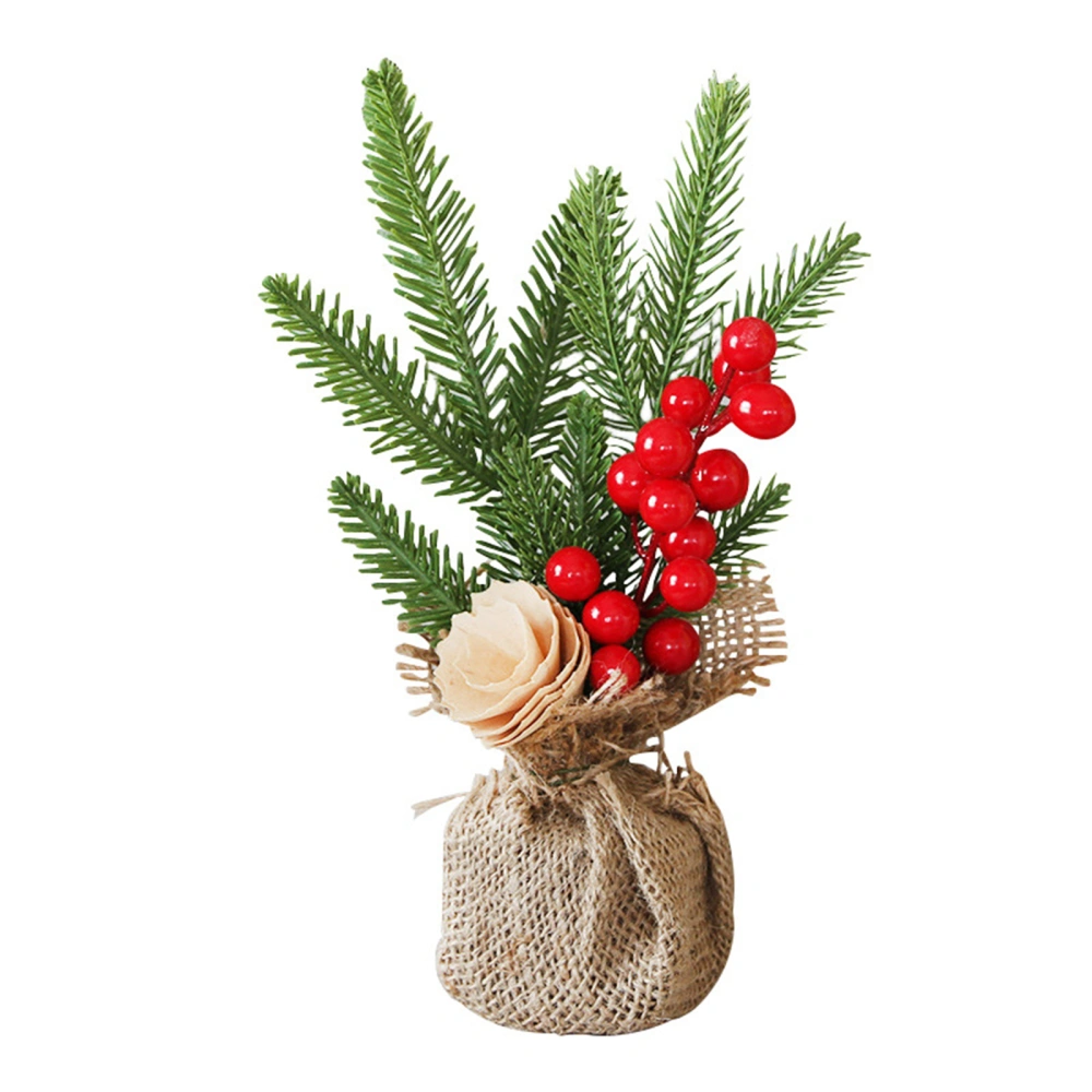 Christmas Tree Potted Plants with Stable Wooden Base Decoration