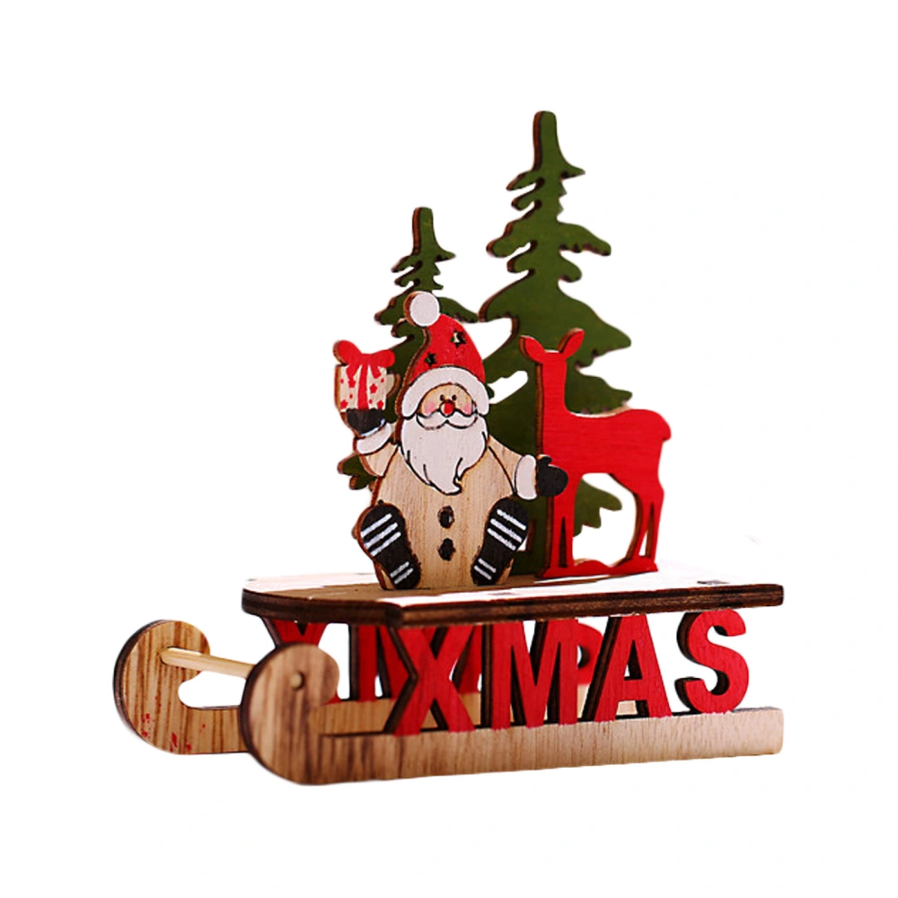 Christmas Wooden Figurines, DIY Santa Snowman Cart Sleigh Decorations