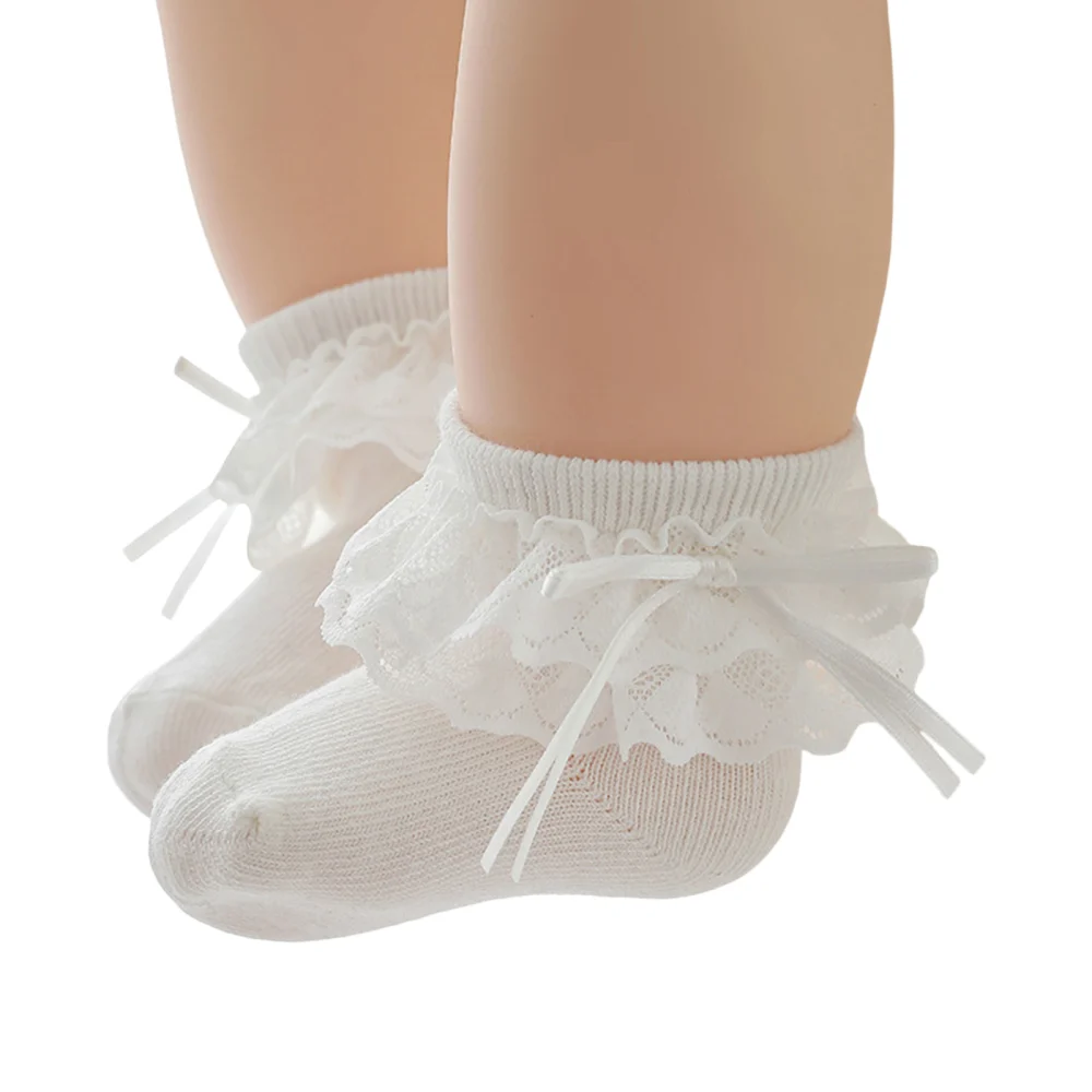 Kids Baby Girls Socks Cute Baby Princess Dress Socks with Lace Bow 