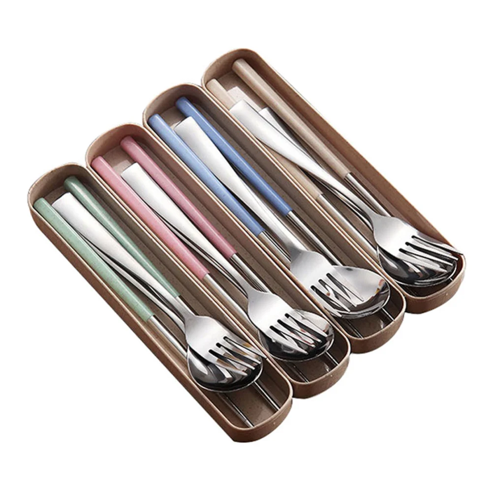 3Pcs Fork Spoon Set Portable Cutlery Knife Simple Nordic Style Kitchen Tool