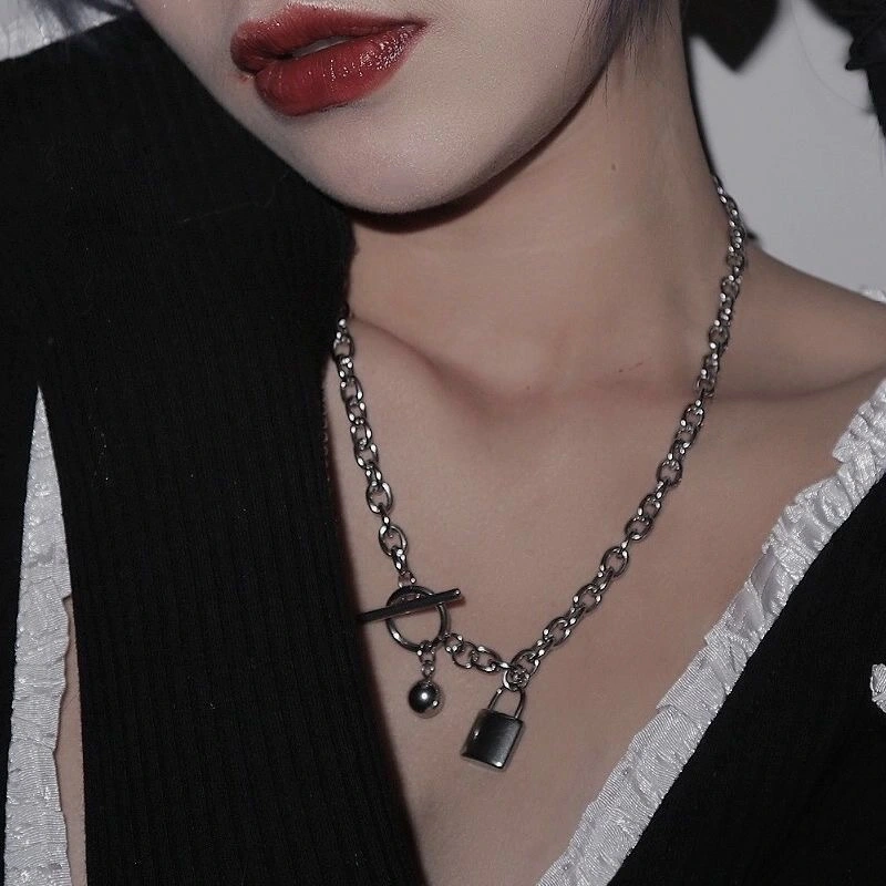 Women Personalized Choker, Adults Lock Bell Pendant Necklace