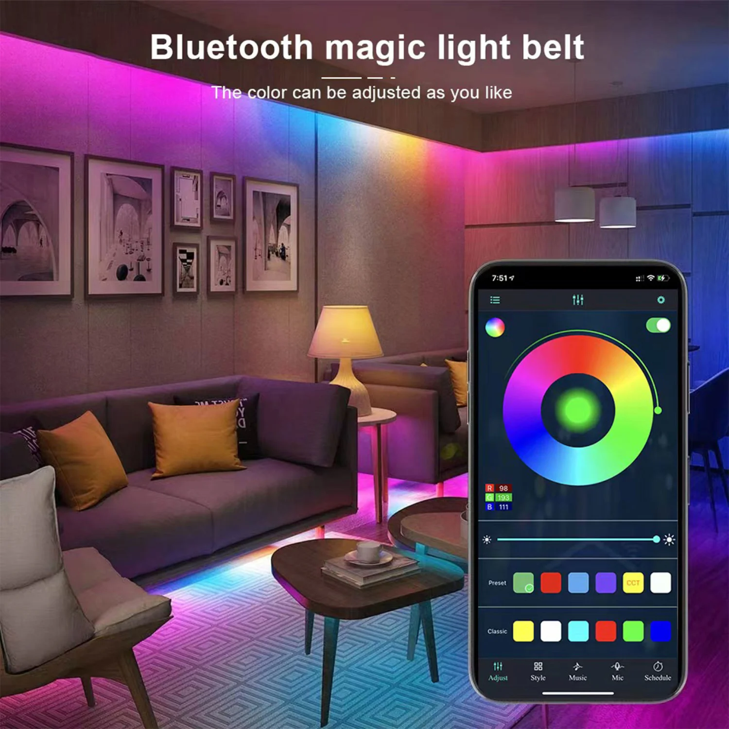 Decorative Bluetooth Light Stripe Fancy Lamp with IR Remote Control