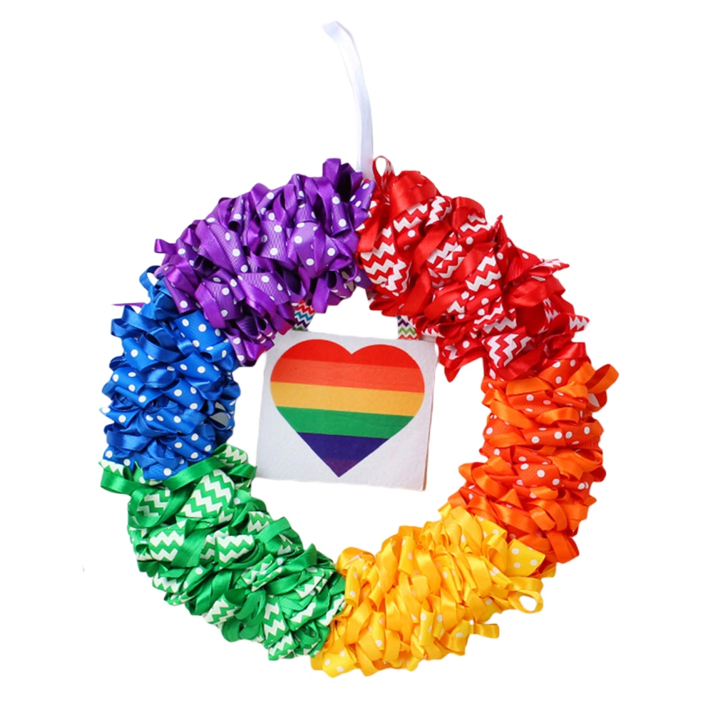 Rainbow Heart Wreath Gay Couple Festival Wreaths Colorful Heart Design