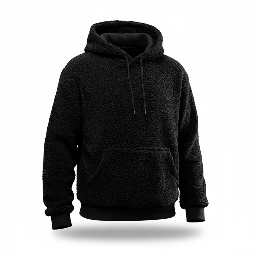 Men Winter Hoodie, Polar Fleece Solid Color Hooded Sweatshirt
