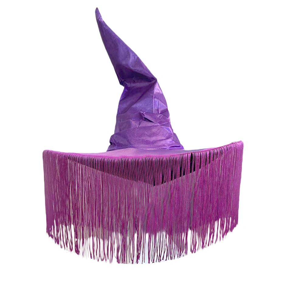 Witch Hat for Women, Large Ruched Tassel Witch Hat for Halloween Party