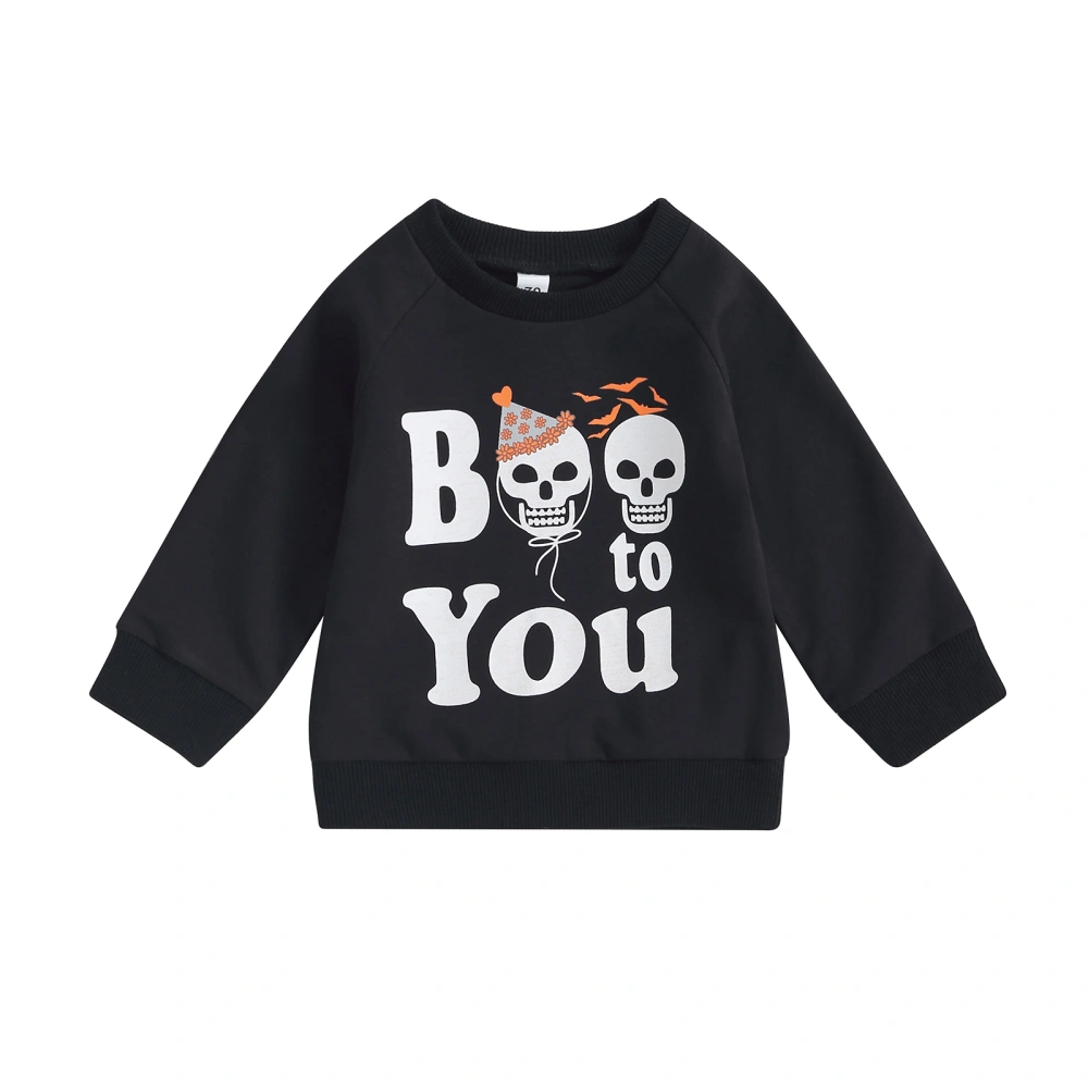 Baby Halloween Sweatshirts Long Sleeve Skull Letter Print Pullovers