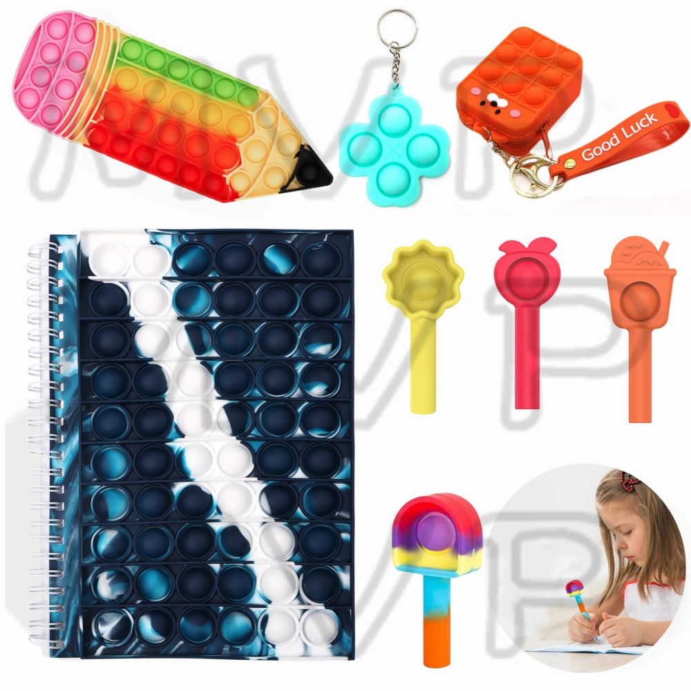 Silicone Stationery Toy with Squeeze Bubble, Bright Color Toy