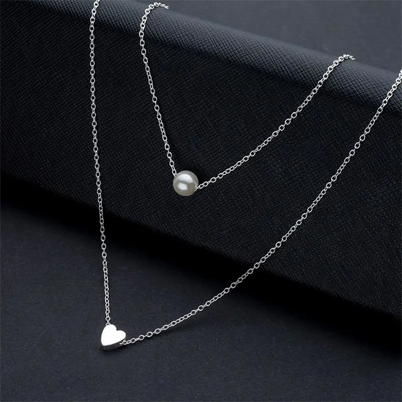 Ladies Temperament Multi-layer Necklace, Heart Pendant Clavicle Chain