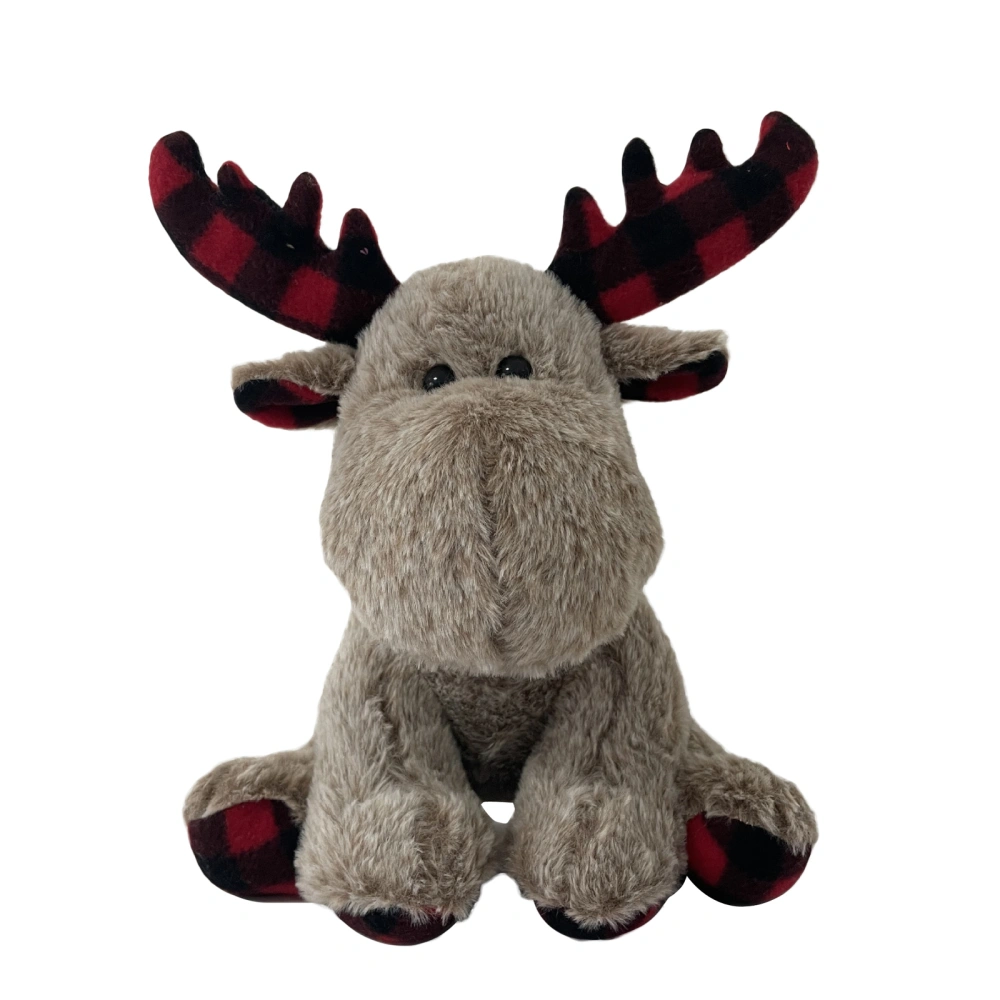 Plush Toy, Christmas Plaid Reindeer Shaped Plush Doll Cute Stuffed Toy