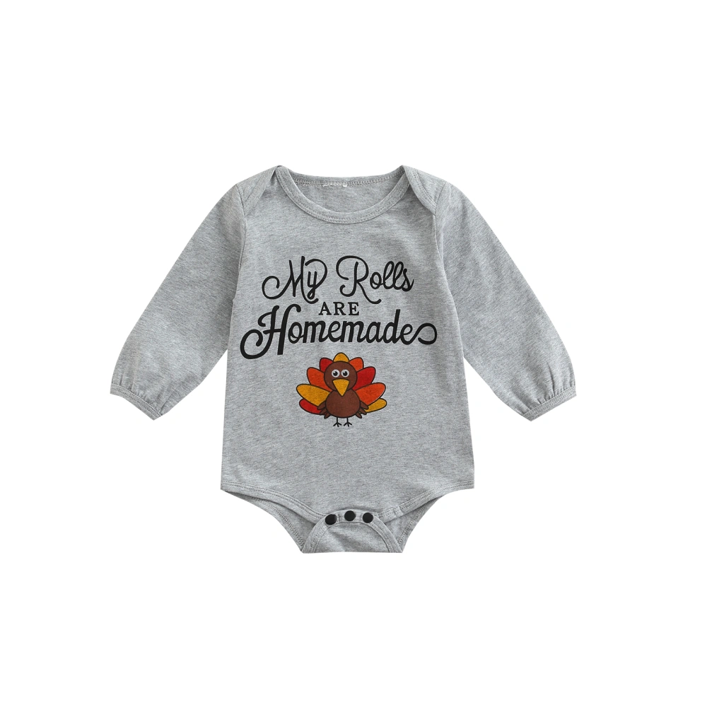 Baby Thanksgiving Long Sleeve Romper Letter Festive Clothing