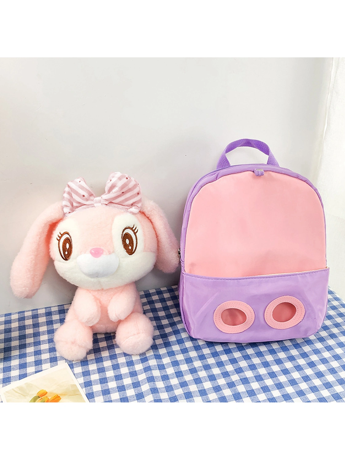 Girls Backpack with Detachable Doll, Cartoon Rabbit Plush Toy Bag