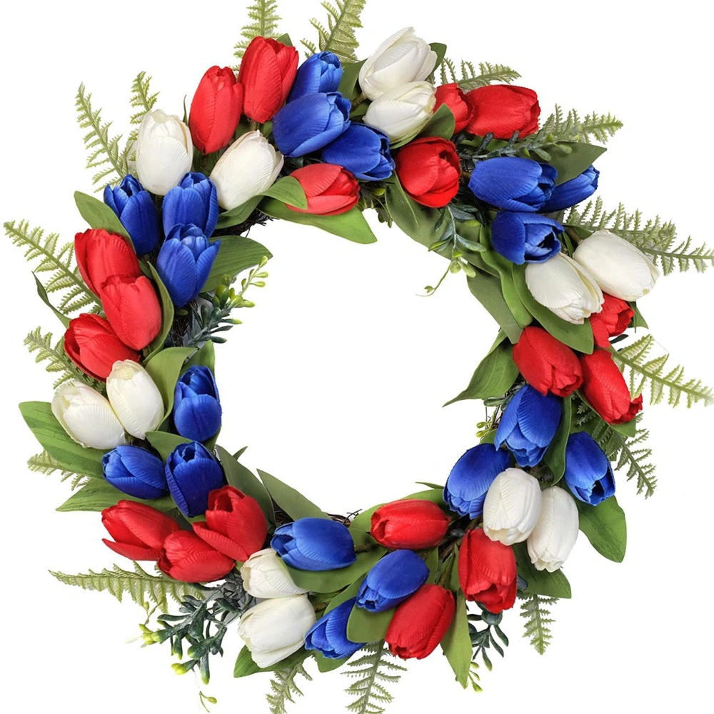 Independence Day Patriotic Wreath, Artificial Tulip Hanging Decoration