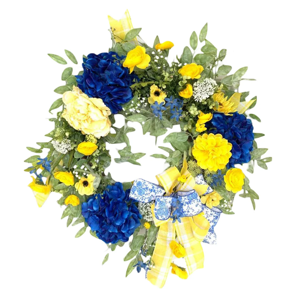 Ukraine Theme Wreath, Simulated Flower Sunflower Hanging Garland