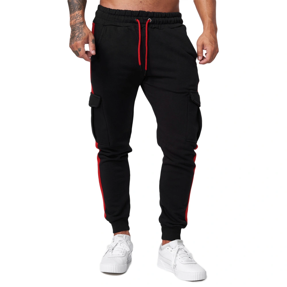 Men Velvet Pants High Waist Drawstring Loose Casual Jogger Trousers