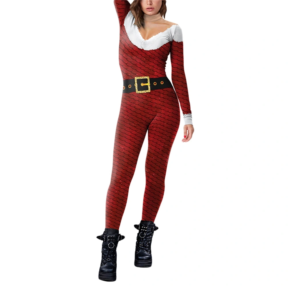 Women Christmas Cosplay Jumpsuits Fake Two-Pieces Rompers Costume